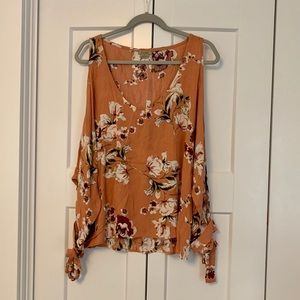 Pretty Floral Blouse with Arm Cut Outs
